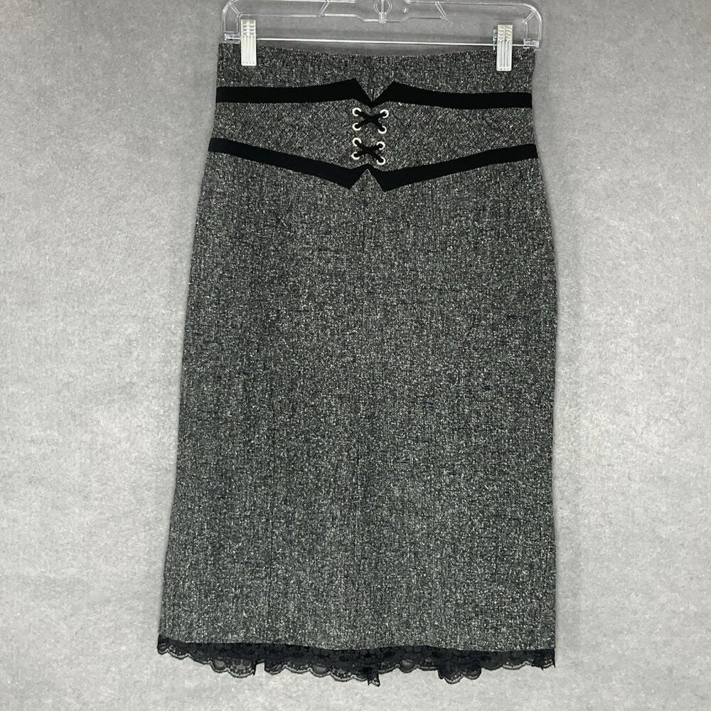 Worthington Skirt Womens 6 P Tweed Midi Lace Trim Corset Style Lined Steampunk